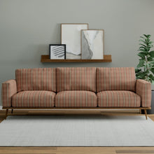 Load image into Gallery viewer, Rusty Red Beige Grey Check Plaid Upholstery Fabric