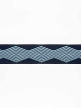 Load image into Gallery viewer, 3.75" Wide Navy Blue Geometric Embroidered Drapery Tape Trim