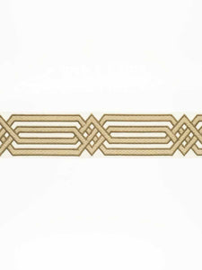 2.75" Wide White Beige Taupe Embroidered Geometric Tape Trim