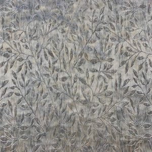 Sage Grey Teal Blue Silver Leaf Botanical Drapery Fabric