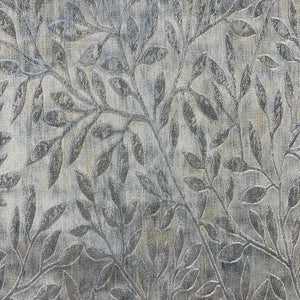 Sage Grey Teal Blue Silver Leaf Botanical Drapery Fabric