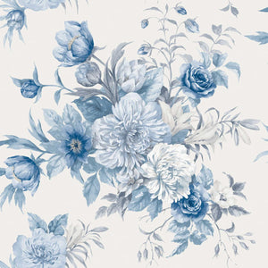 Schumacher Floral Charm Wallpaper 6140 / Blue And White