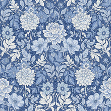 Load image into Gallery viewer, Schumacher Dahlia Garden Wallpaper 6141 / Blue And White