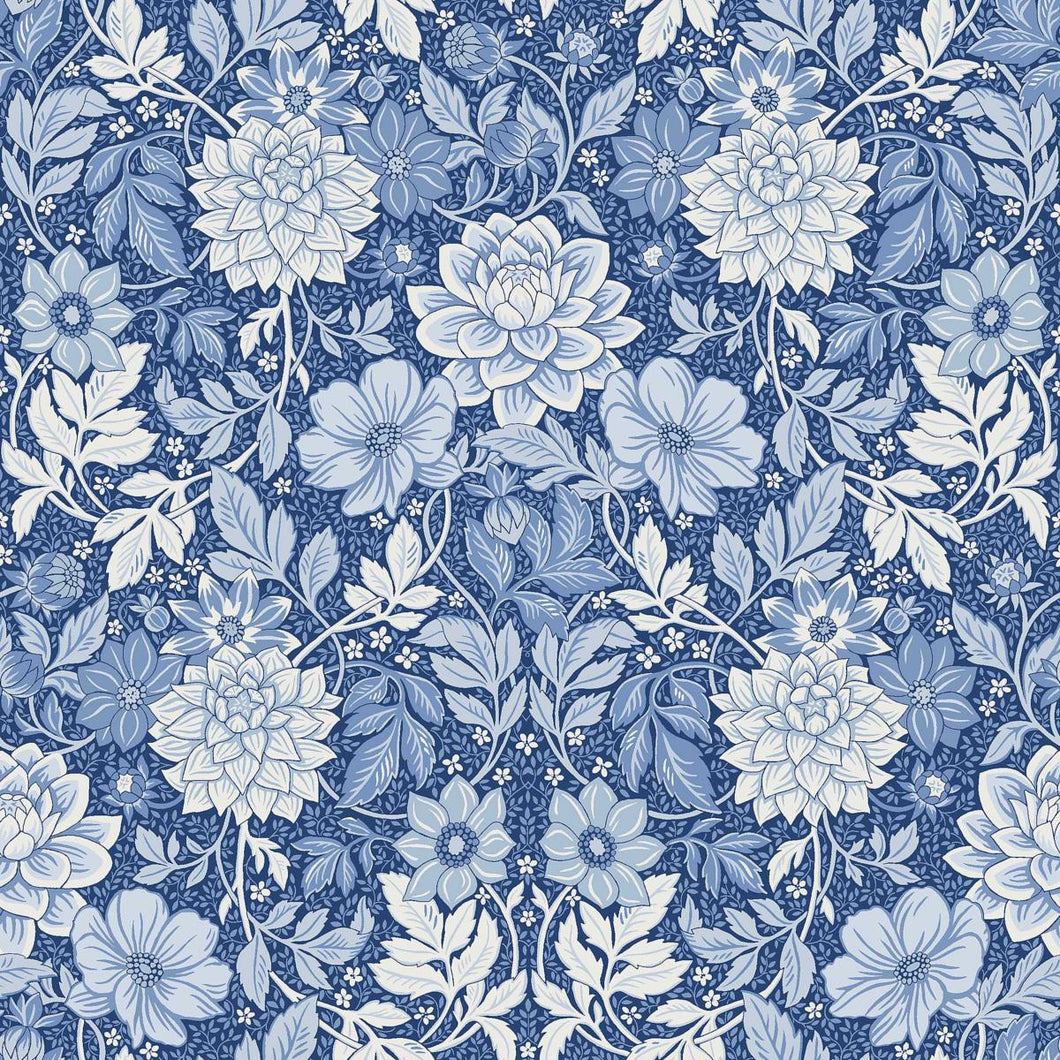 Schumacher Dahlia Garden Wallpaper 6141 / Blue And White