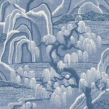 Load image into Gallery viewer, Schumacher Indigo Garden Wallpaper 6147 / Blue And White