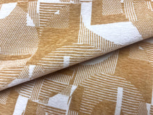 Load image into Gallery viewer, Pindler &amp; Pindler Oxley Golden Mustard Gold Cream Abstract Art Deco Geometric Chenille Upholstery Fabric