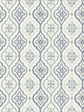 Load image into Gallery viewer, Ivory Green Navy Blue Beige Trellis Geometric Upholstery Drapery Fabric