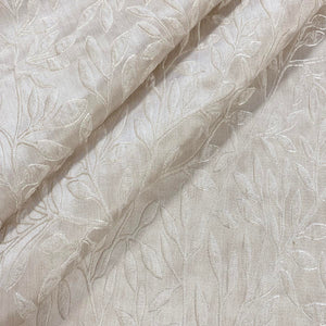 Cream Ivory Beige Leaf Botanical Drapery Fabric