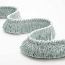 Load image into Gallery viewer, 1.25" Wide Duck Egg Blue Upholstery Brush Fringe Trim