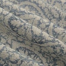Load image into Gallery viewer, Cotton Linen Poly Denim Blue Beige Damask Upholstery Drapery Fabric FB