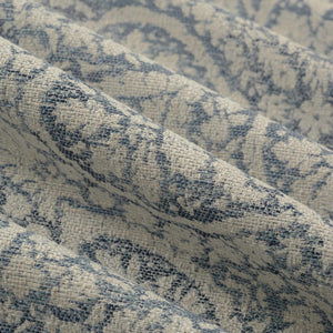 Cotton Linen Poly Denim Blue Beige Damask Upholstery Drapery Fabric FB