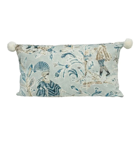 13” X 24” Lumbar Pillow Cover in Thibaut Royale Toile in Aqua