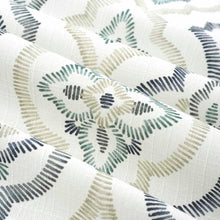 Load image into Gallery viewer, Ivory Green Navy Blue Beige Trellis Geometric Upholstery Drapery Fabric