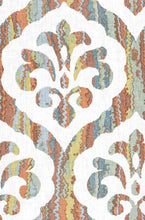 Load image into Gallery viewer, Cotton Poly Linen White Teal Green Terracotta Medallion Drapery Fabric