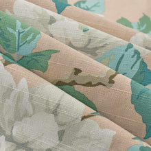 Load image into Gallery viewer, Cotton Linen Blend Green Pink Cream Blue Floral Upholstery Drapery Fabric FB