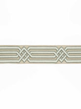 Load image into Gallery viewer, 2.75" Wide Beige Ivory Seafoam Embroidered Geometric Tape Trim
