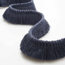Load image into Gallery viewer, 1.25" Wide French Navy Blue Upholstery Brush Fringe Trim