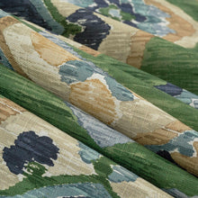 Load image into Gallery viewer, Navy Blue Green Beige Mustard Medallion Ikat Catton Upholstery Drapery Fabric FB