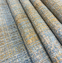 Load image into Gallery viewer, Brentano 4589 Astral Floating Lantern Blue Copper MCM Mid Century Modern Tweed Upholstery Drapery Fabric STA 5081