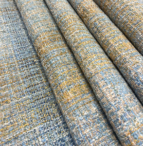 Brentano 4589 Astral Floating Lantern Blue Copper MCM Mid Century Modern Tweed Upholstery Drapery Fabric STA 5081