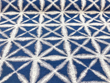 Load image into Gallery viewer, Bella Dura Kumo Navy Royal Blue Cream Abstract Geometric Indoor Outdoor Upholstery Fabric