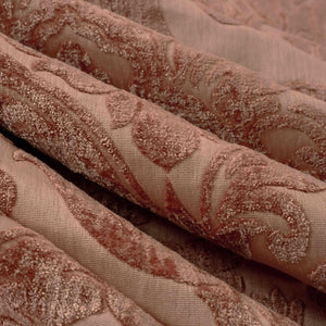 Coral Damask Chenille Upholstery Drapery Fabric FB