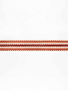 2" Wide Ivory Coral Red Stripe Drapery Tape Trim