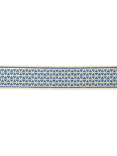Load image into Gallery viewer, 2.5&quot; Wide French Blue Ivory Geometric Embroidered Drapery Tape Trim