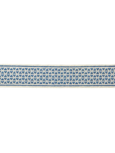 2.5" Wide French Blue Ivory Geometric Embroidered Drapery Tape Trim