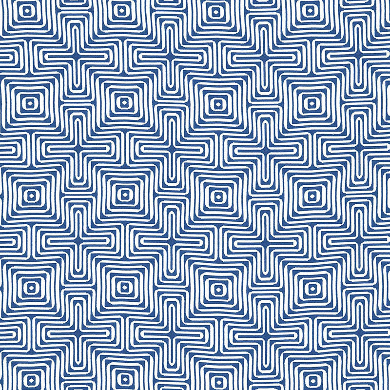 Schumacher Amazing Maze Indoor/Outdoor Fabric 65320 / Ocean
