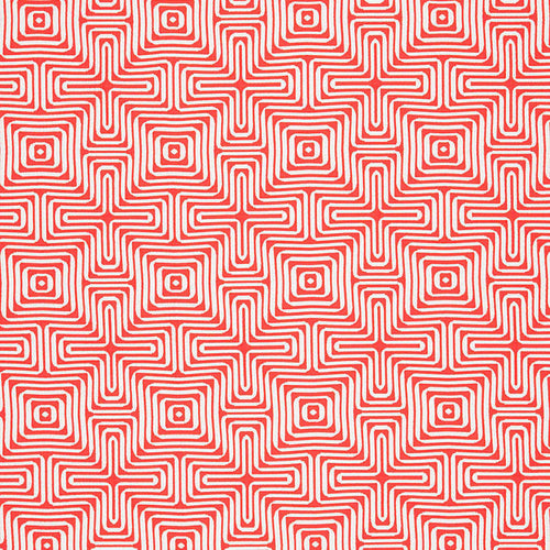 Schumacher Amazing Maze Indoor/Outdoor Fabric 65324 / Coral