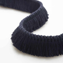 Load image into Gallery viewer, 1.25" Wide Indigo Navy Blue Upholstery Brush Fringe Trim