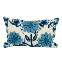 Load image into Gallery viewer, 9” X 16” Schumacher Marguerite Embroidery Sky Lumbar Pillow Cover