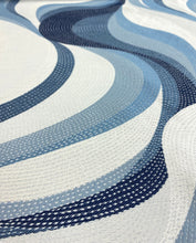 Load image into Gallery viewer, Thibaut Passage Stain Resistant Waterfall Navy Blue Cream Upholstery Fabric STA 5060