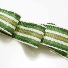 Load image into Gallery viewer, 2&quot; Wide Ivory Green Stripe Drapery Tape Trim