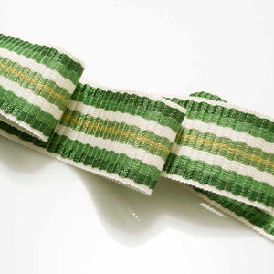 2" Wide Ivory Green Stripe Drapery Tape Trim