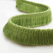 Load image into Gallery viewer, 1.25" Wide Green Upholstery Brush Fringe Trim