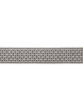 Load image into Gallery viewer, 2.5" Wide Charcoal Grey Metallic Geometric Embroidered Drapery Tape Trim