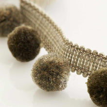 Load image into Gallery viewer, 1.5" Wide Taupe Tan Beige Pom Pom Fringe Tape