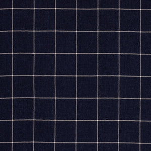 SCHUMACHER BANCROFT WOOL PLAID FABRIC 66774 / NAVY