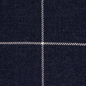 SCHUMACHER BANCROFT WOOL PLAID FABRIC 66774 / NAVY