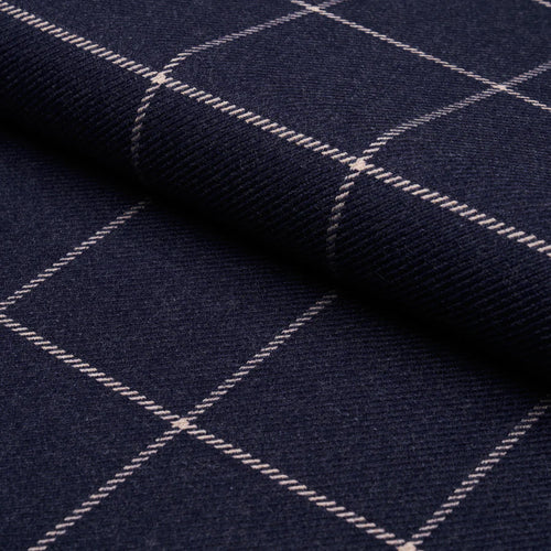 SCHUMACHER BANCROFT WOOL PLAID FABRIC 66774 / NAVY