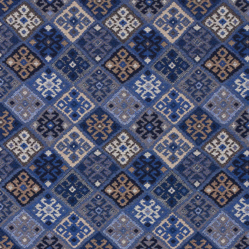 SCHUMACHER KILIM WEAVE FABRIC 67143 / BLUE
