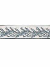 Load image into Gallery viewer, 3.25&quot; Off White Navy Blue Embroidered Floral Leaf Drapery Tape Trim