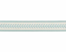 Load image into Gallery viewer, 2&quot; Wide Ivory Aqua Blue Embroidered Drapery Tape Trim