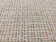 Load image into Gallery viewer, Designer Water Stain Resistant Beige Coral Blue Cream Tweed MCM Upholstery Fabric