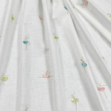Load image into Gallery viewer, Cotton Blend Ivory Pink Green Blue Embroidered Ballerina Drapery Fabric