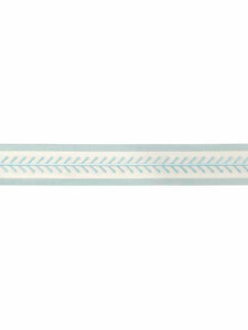2" Wide Ivory Aqua Blue Embroidered Drapery Tape Trim