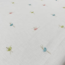 Load image into Gallery viewer, Cotton Blend Ivory Pink Green Blue Embroidered Ballerina Drapery Fabric