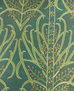 St. Frank Teal Vines Suzani Linen Cotton Floral Upholstery Drapery Fabric STA 5119